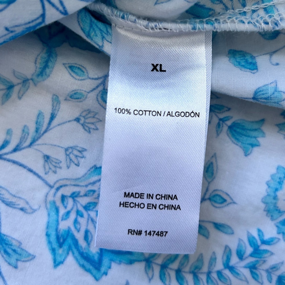 Draper James NWOT 100% Cotton Blue Floral Blouse size XL - Picture 10 of 10